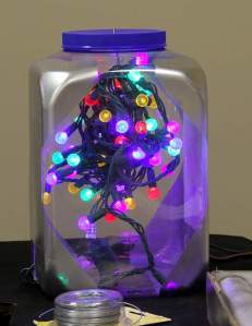 Put a ball of Christmas lights in a jar.